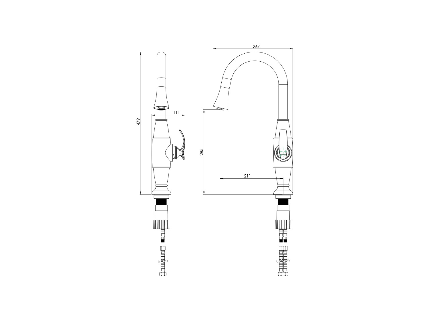 مشخصات فنی شیر ظرفشویی شاوری گلوریس